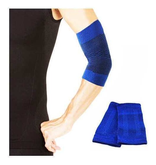 2x bandage de coude de bandage élastique de soutien de blessure ambidextre bleu