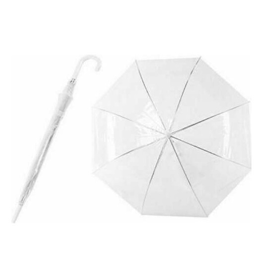2x parapluie de mariée transparent poignée blanche pluie automatique blanche