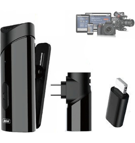 Microphone sans fil Lavalier 2,4 GHz avec pince à réduction de bruit USB Type c