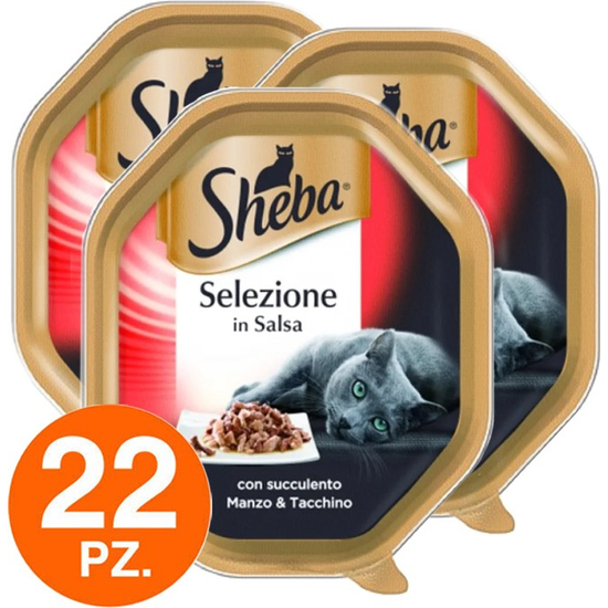 Nourriture pour chats aromatisée au bœuf et à la dinde Sheba - 22 pots de 85...